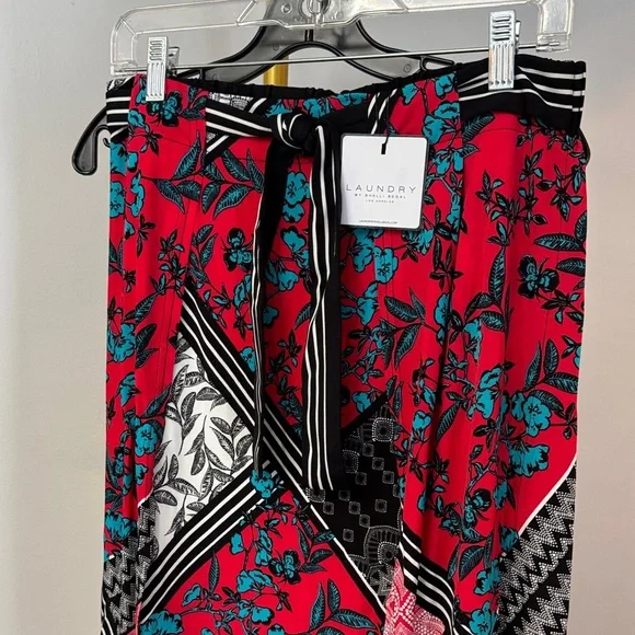 Laundry By Shelli Segal Boho Red and Black Patterned High Low Skirt NWT L - Picture 3 of 11